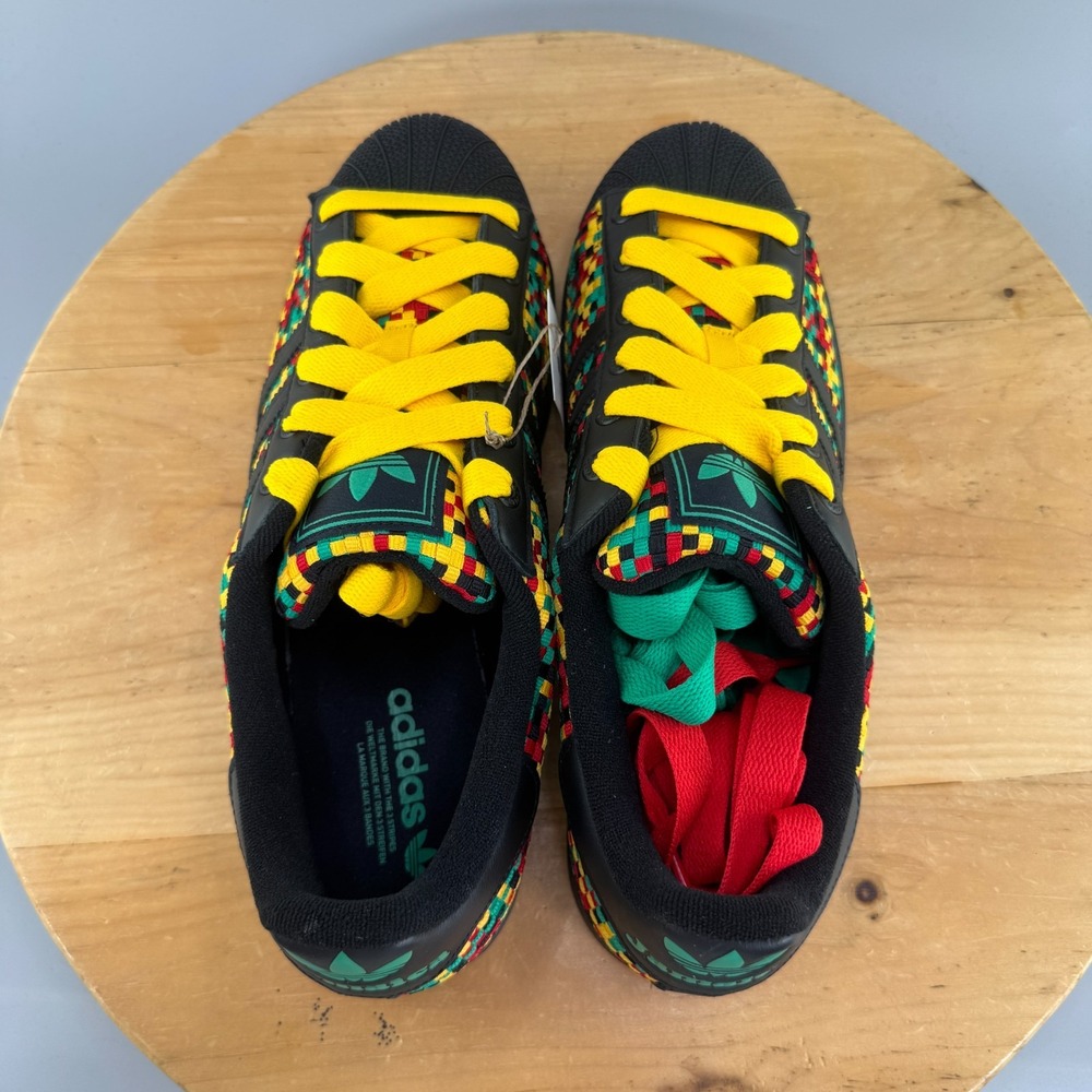 adidas Superstar II 'Jamaica' Mens Size 12 Shoes Black Green Yellow Red Marley - Picture 5 of 9